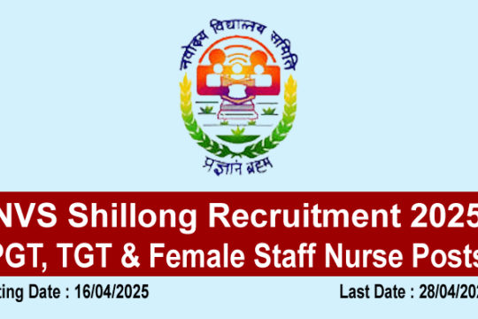 NVS Shillong Recruitment 2025