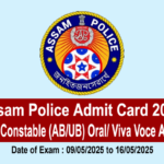Assam Police Admit Card 2025