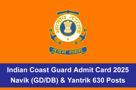 Indian Coast Guard Admit Card
